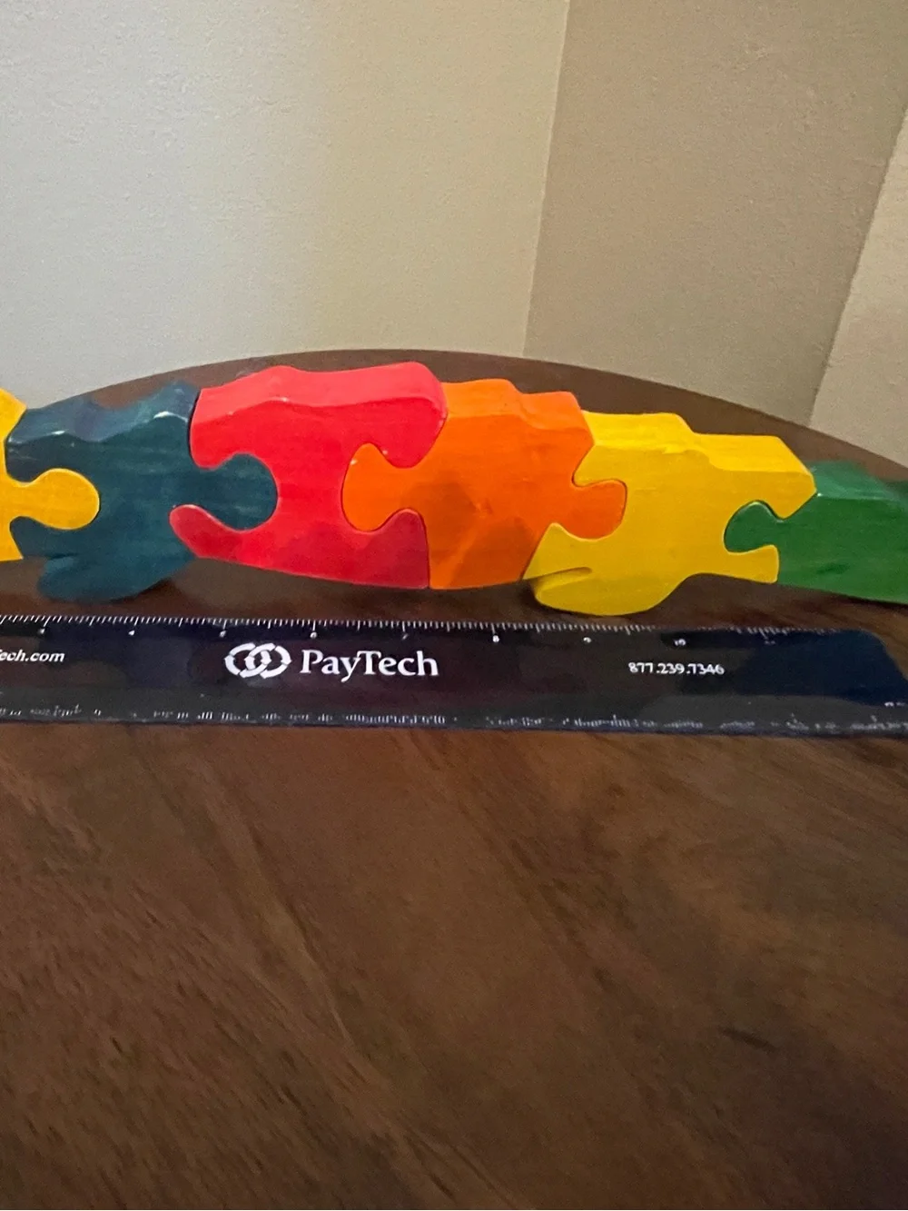 Colorful Handmade in Belize Wooden Crocodile Puzzle